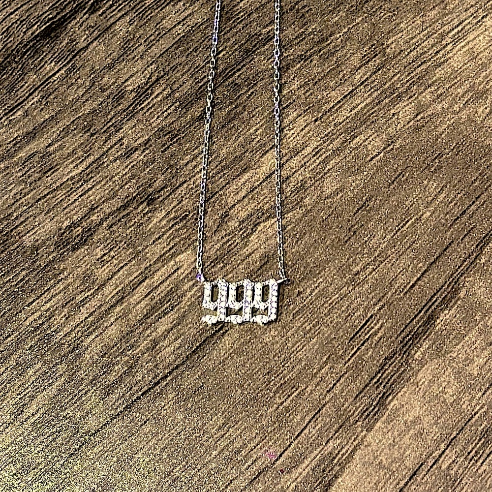 “999” cz. encrusted sterling silver necklace